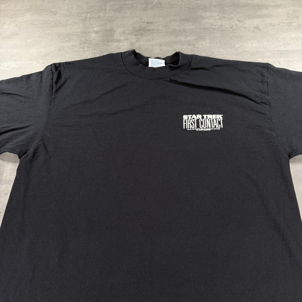 Vintage 1996 Star Trek First Contact Movie Promo T-Shirt XL Black Paramount‎ USA - Picture 2 of 9